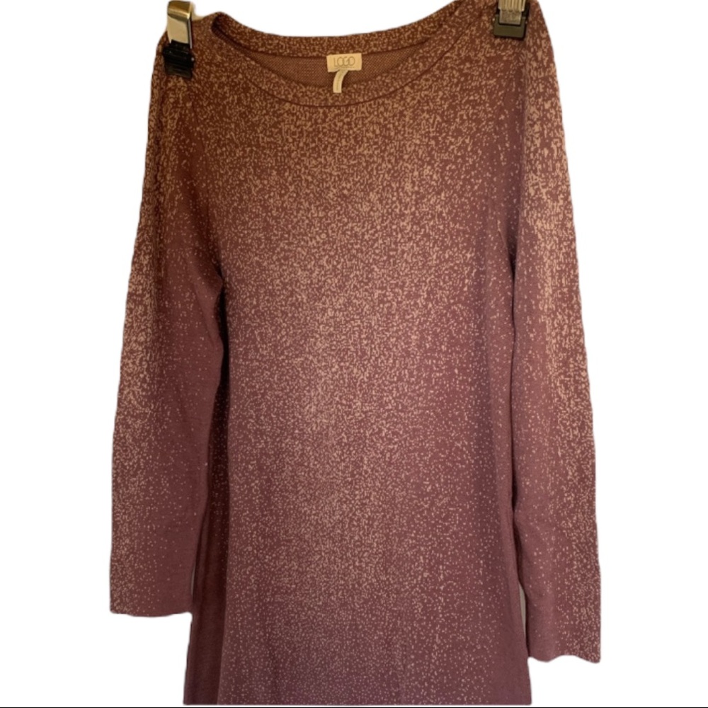 LOGO by Lori Goldstein Sweater Dress Dotted Rose L